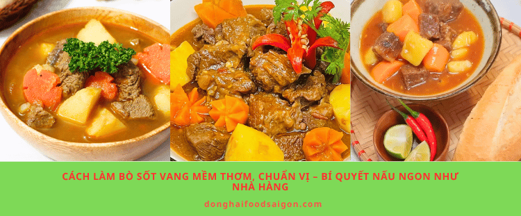 Cách làm bò sốt vang mềm thơm, chuẩn vị – Bí quyết nấu ngon như nhà hàng Bạn đang tìm cách làm bò sốt vang chuẩn vị, thịt mềm tan, nước sốt sánh mịn mà không cần quá nhiều kỹ thuật? Đây là món ăn cực kỳ “đa năng” – ăn với bánh mì, cơm trắng hay bún đều ngon. Chỉ cần nắm đúng vài mẹo nhỏ, bạn hoàn toàn có thể nấu ngon không kém ngoài tiệm. Nguyên liệu cần chuẩn bị (4–5 người) 800g dẻ sườn bò (hoặc bắp bò, gân bò tùy thích) 5 củ khoai tây 1 củ cà rốt 2 quả cà chua chín 2 gói gia vị bò kho (loại sẵn như Barona hoặc tương tự) Nước lọc Cách làm bò sốt vang chi tiết từng bước Bước 1: Sơ chế và ướp thịt bò Thịt bò rửa sạch, để ráo rồi cắt miếng vuông vừa ăn Ướp với gia vị bò kho trong khoảng 30–60 phút để thịt thấm đều Lưu ý: Nếu nấu nhiều thịt, bạn có thể điều chỉnh lượng gia vị cho phù hợp để tránh bị mặn. Bước 2: Xào săn thịt Cho thịt bò đã ướp vào nồi, đảo trên lửa vừa đến khi thịt săn lại Thêm nước ngập xâm xấp mặt thịt Đậy nắp và bắt đầu hầm (có thể dùng nồi áp suất để tiết kiệm thời gian) Bước 3: Sơ chế rau củ Khoai tây, cà rốt gọt vỏ, rửa sạch rồi cắt khúc vừa ăn Cà chua bổ múi cau Bước 4: Hầm bò và hoàn thiện nước sốt Khi thịt bò đã mềm (khoảng 60–90 phút tùy loại nồi), cho cà chua, khoai tây và cà rốt vào Nấu thêm khoảng 25–30 phút đến khi rau củ chín mềm Mẹo quan trọng: Lấy 1–2 củ khoai tây đã chín, dằm nhuyễn rồi cho обратно vào nồi → Cách này giúp nước sốt sánh tự nhiên, không cần dùng bột năng mà vẫn đậm đà, ngon hơn hẳn Thành phẩm bò sốt vang chuẩn vị Món bò sốt vang đạt chuẩn sẽ có: Thịt bò mềm, không dai Nước sốt sánh mịn, màu nâu đỏ đẹp mắt Vị đậm đà, hơi ngọt từ rau củ và thơm nhẹ mùi gia vị Ăn kèm bánh mì nóng giòn hoặc cơm trắng đều cực kỳ “hao cơm”. Bí quyết giúp món bò sốt vang ngon hơn Chọn phần thịt có xen mỡ như dẻ sườn để không bị khô Không cho khoai tây quá sớm vì dễ bị nát Hầm lửa nhỏ giúp thịt mềm sâu và không bị co cứng Có thể thêm chút rượu vang đỏ (nếu có) để tăng hương vị đặc trưng Kết luận Cách làm bò sốt vang không hề khó, quan trọng là bạn biết cách kiểm soát thời gian hầm và tận dụng nguyên liệu để tạo độ sánh tự nhiên. Với công thức trên, bạn hoàn toàn có thể nấu ra một nồi bò sốt vang thơm ngon, chuẩn vị để chiêu đãi gia đình bất cứ lúc nào. Đây chắc chắn là món ăn “ghi điểm” tuyệt đối trong mọi bữa cơm.
